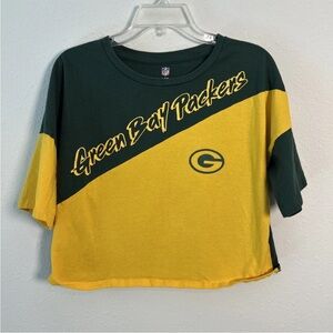Green Bay Packers Women’s NFL Apparel Cropped Top Colorblock Size Large Cotton